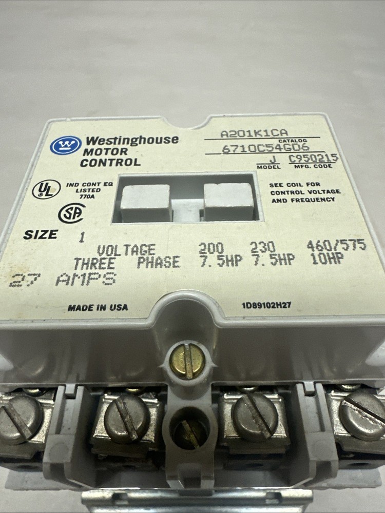 Westinghouse,A201K1CA,Size 1 Motor Control