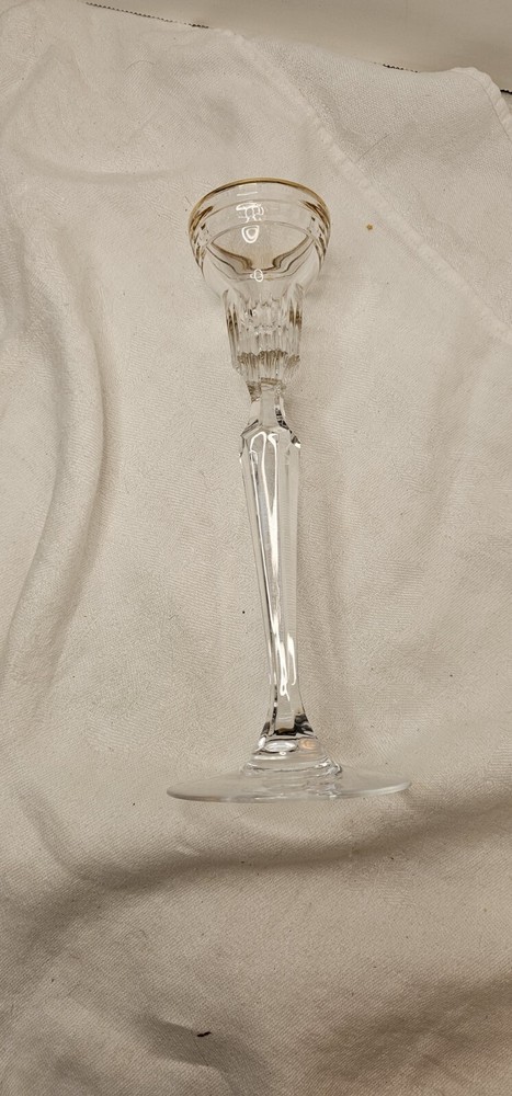 Waterford Crystal Candlestick Gold Edge Beveled Delicate Elegant