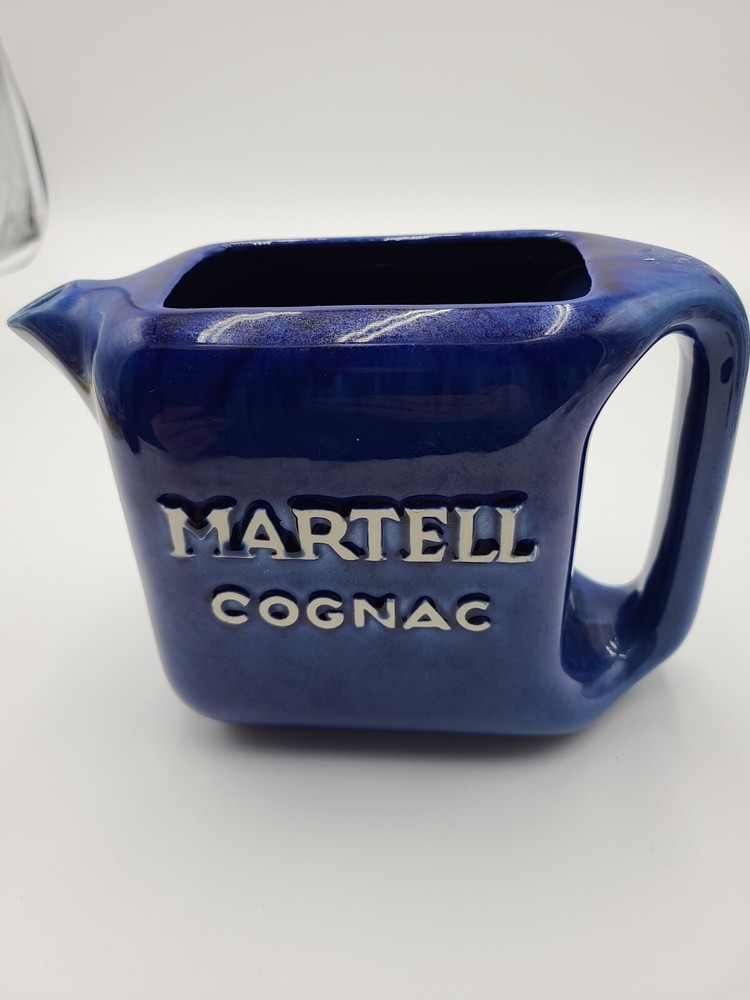VTG. Martell Cognac Ceramic Colbalt Blue Pitcher