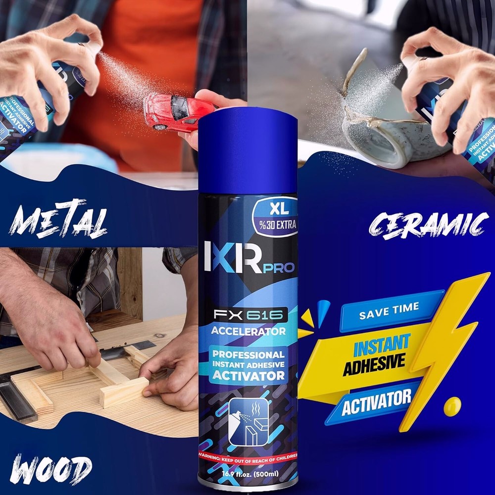 ixirpro CA Glue Activator Spray (2x16.9 oz) – Super Glue Accelerator for Bonding