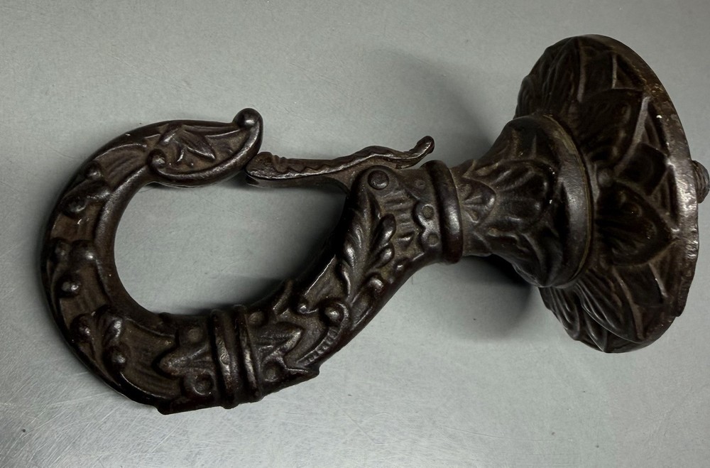 Vintage Cast Iron Hook Ornate With Clip