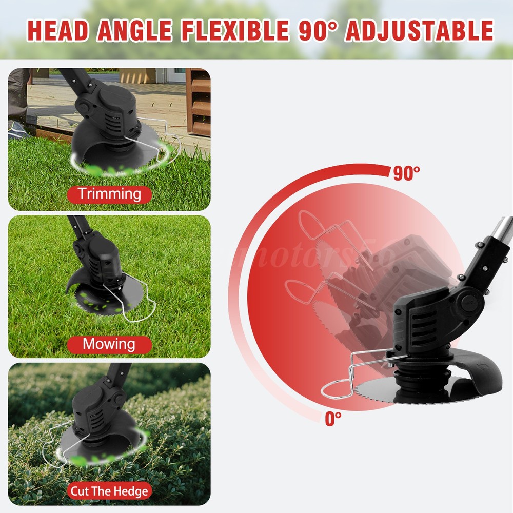 Wireless Cordless Grass String Trimmer Lawn Edger Weed Wacker Cutter + 2 Battery
