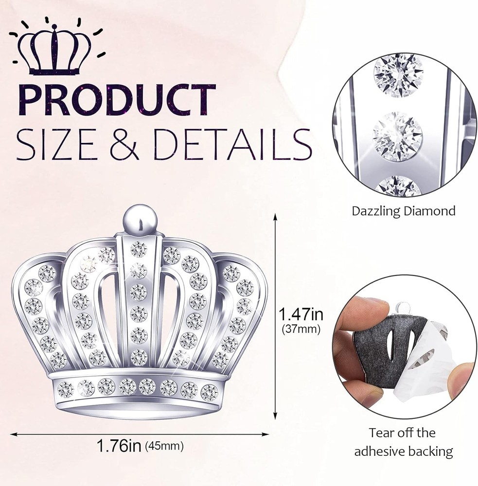 Chrome Crown Car Emblem Sticker 2 PCS