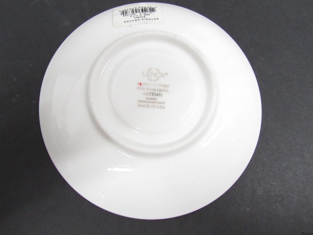 Lenox Artemis White & Silver Bone China Tea Cup Plates 5pc Single Place Setting