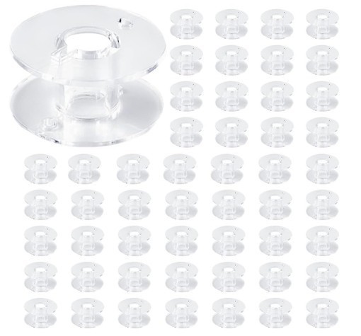 50 Pack Clear Plastic Sewing Machine Bobbins Class 15