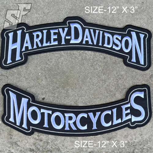 Harley Davidson Grey Eagle & Rocker Patch, Embroidered Biker Back Patch Iron-On