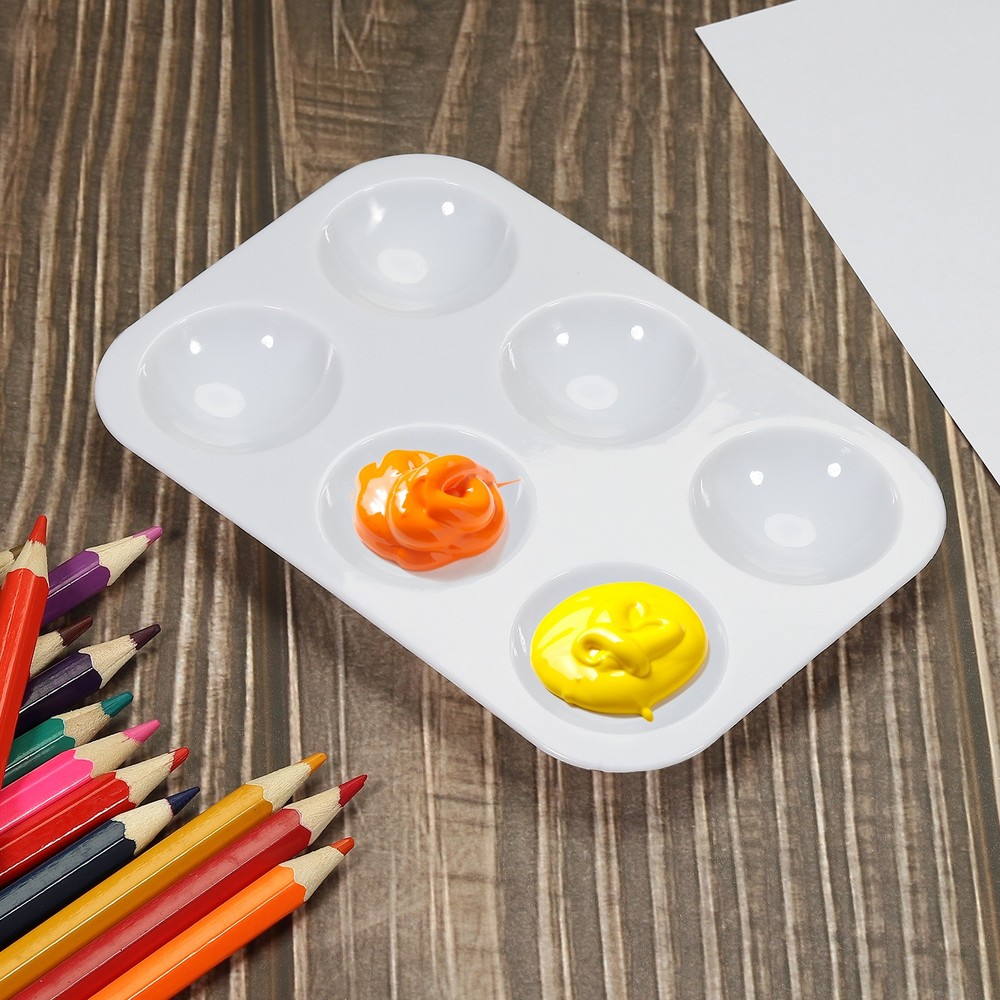 6Pack Paint Tray Palette 6 Wells Rectangular Plastic Painting Pallet Holder