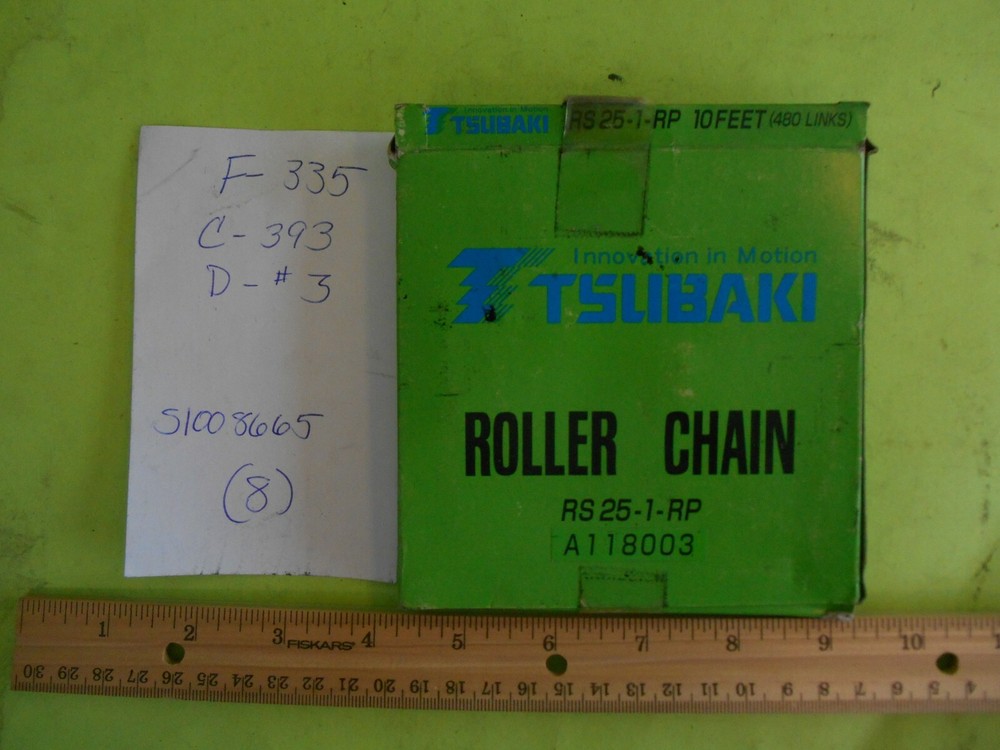 Tsubaki Roller Chain Link-Belt 25, 10 ft, 480 Links