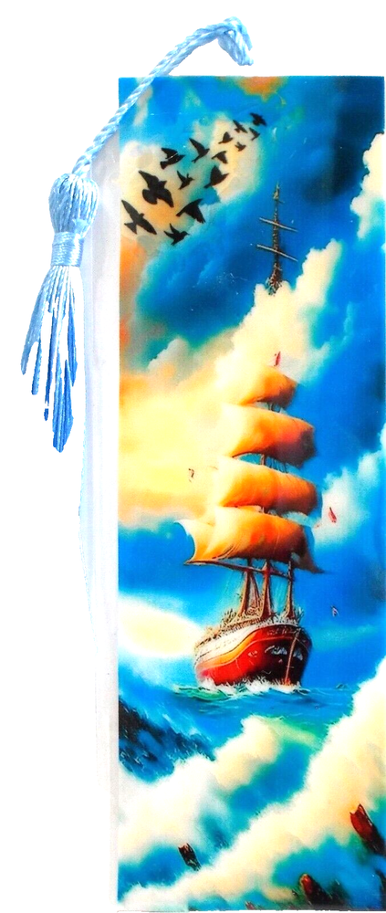 SHIP BOAT BIRDS UNIQUE EXQUISITE LAMINATED BOOKMARK