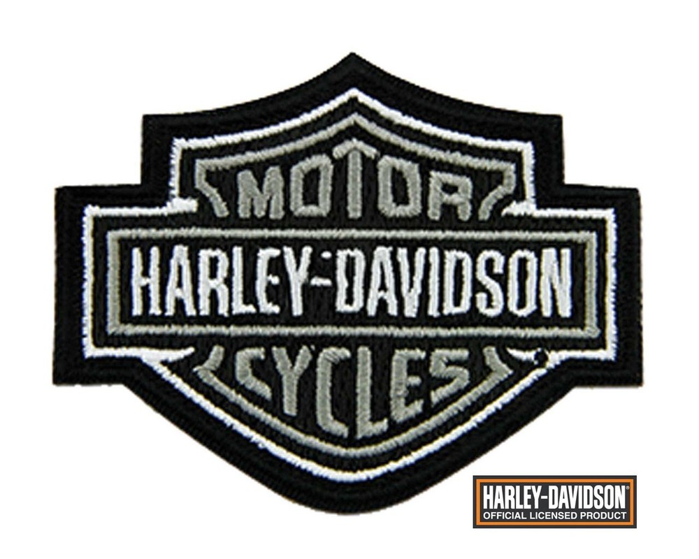 X HARLEY DAVIDSON CLASSIC BAR & SHIELD VEST PATCH  **SMALL ** GRAY