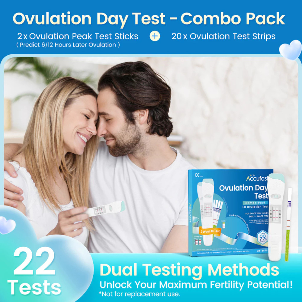 ACCUFAST Ovulation Test Kit 22pc - LH Tracking Strips & Peak Tests