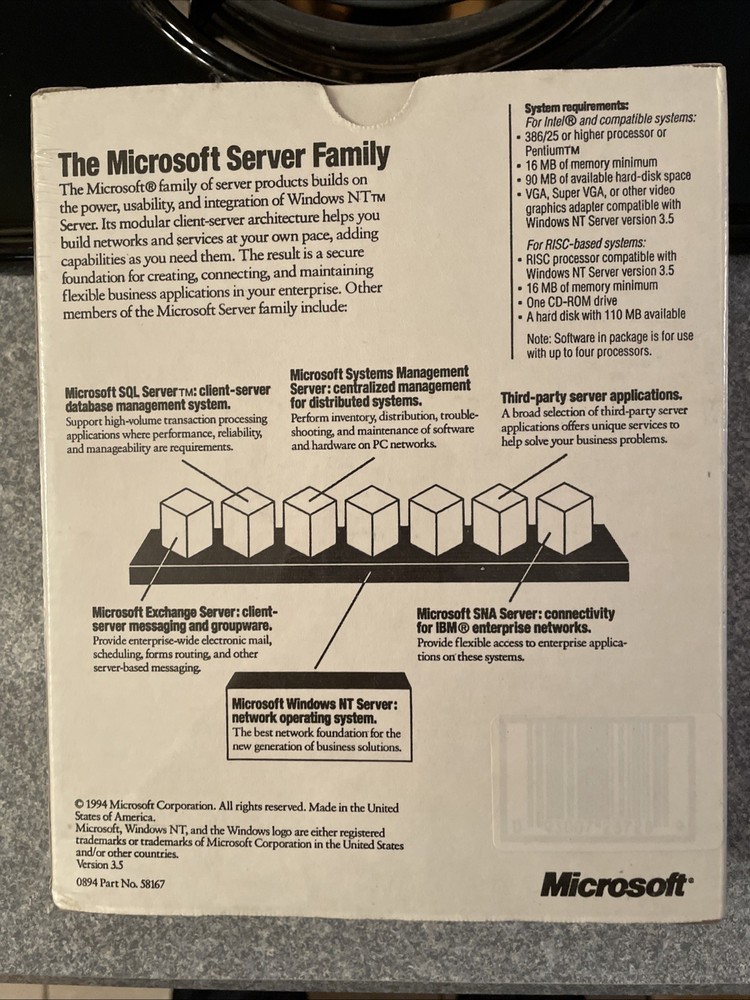 Microsoft Windows Nt Server Network Operating System Version 3.5