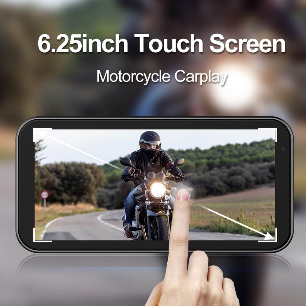 6.25" IPS Motorcycle GPS Wireless CarPlay Android Auto Navi Audio Receiver + Cam