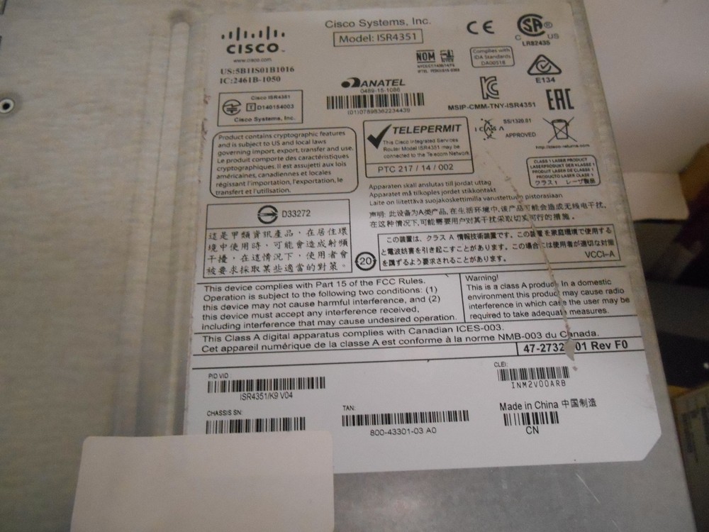 Cisco ISR4351/K9 Integrated Services Router