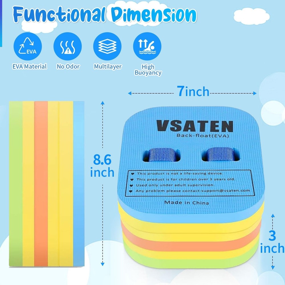 VSATEN Back Float, Swim Belt Bubble Adjustable Layers Thicken Split Foam Lear...