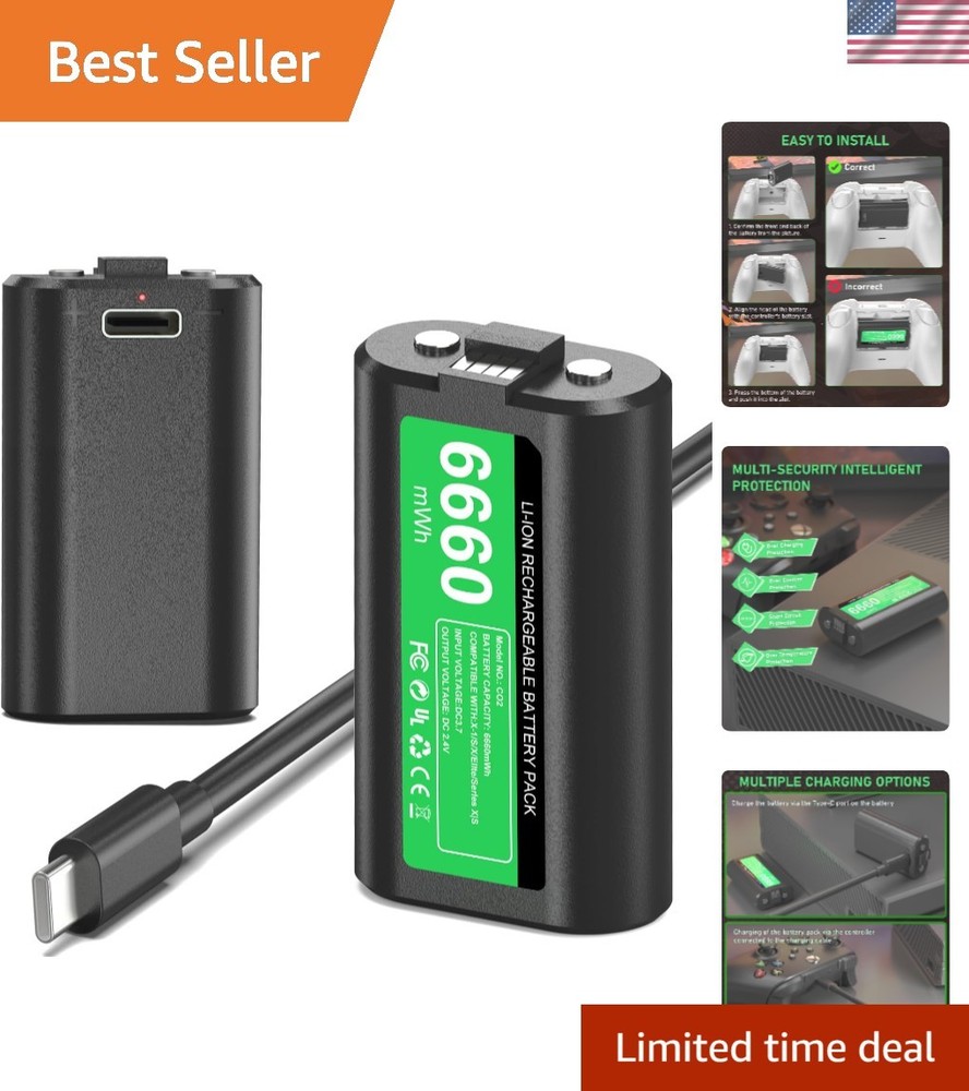 Certified Rechargeable Battery Pack for Xbox Controllers -  LED Charge Indicator