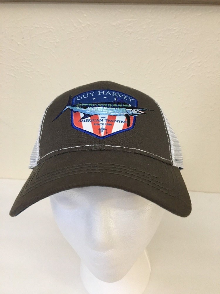 Guy Harvey Solid Trucker Glory Hat GHH26523 Bark Brown / White - New with Tags