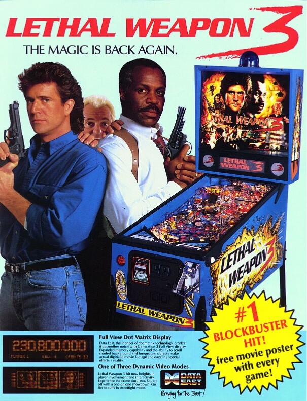 Pinball ROM CPU and DISPLAY SET (3 chips) Data East Lethal Weapon 3 NEW 3.01