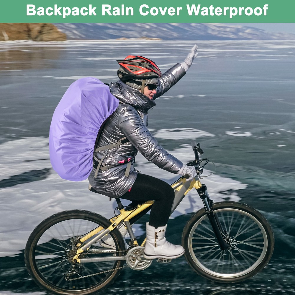 55L-65L Backpack Rain Cover with A Vertical Reflective Strap [Purple]