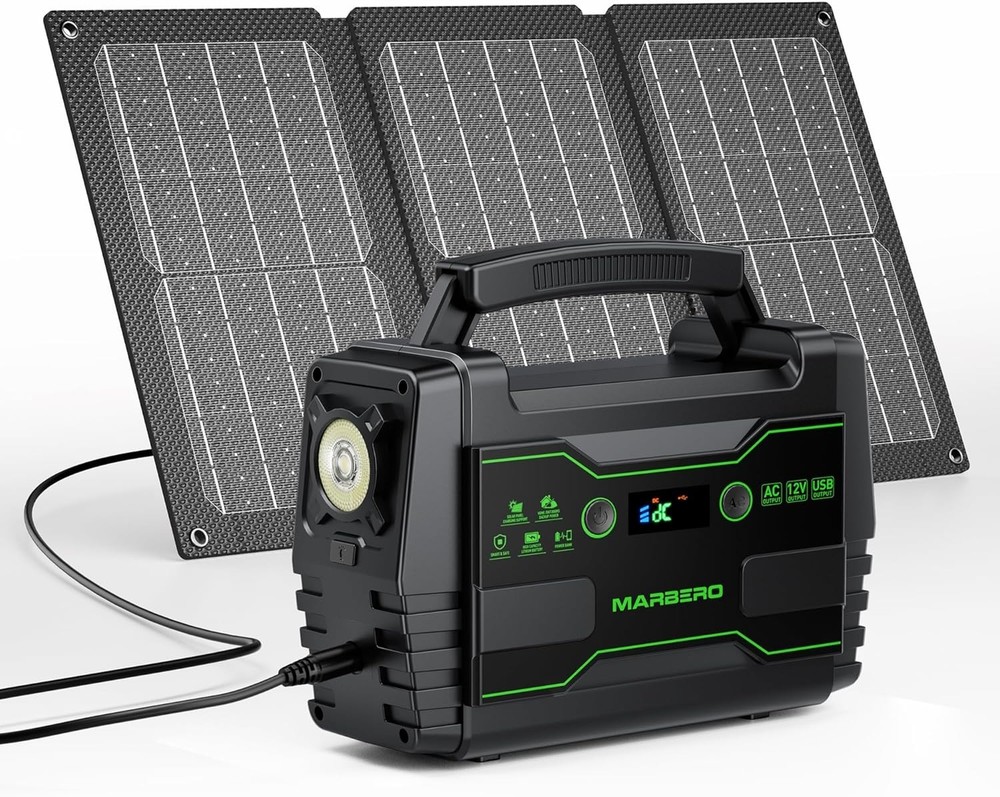 100W Solar Powered Generator with 30W Foldable Solar Panels 150Wh Lithium Batter