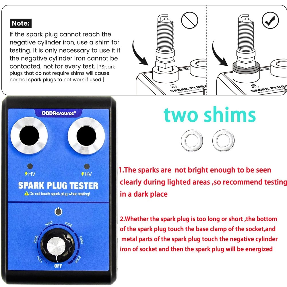 Spark Plug Tester Dual Hole Diagnostic Tool 12V Gasoline Car Ignition Analyzer