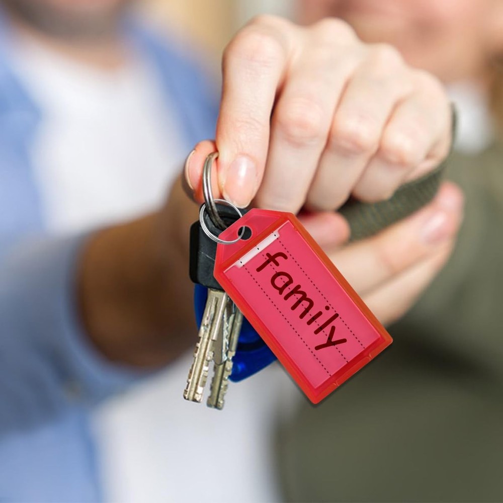 16 Pack Key Tags Tough Plastic Key Tag with Split Ring & Blank Paper Labels &...