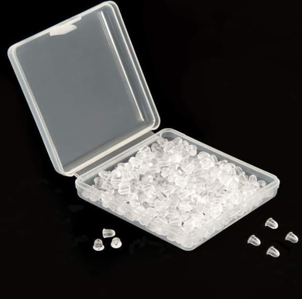 300 Durable Clear Silicone Earring Backs - Comfortable Safety Pads for Studs