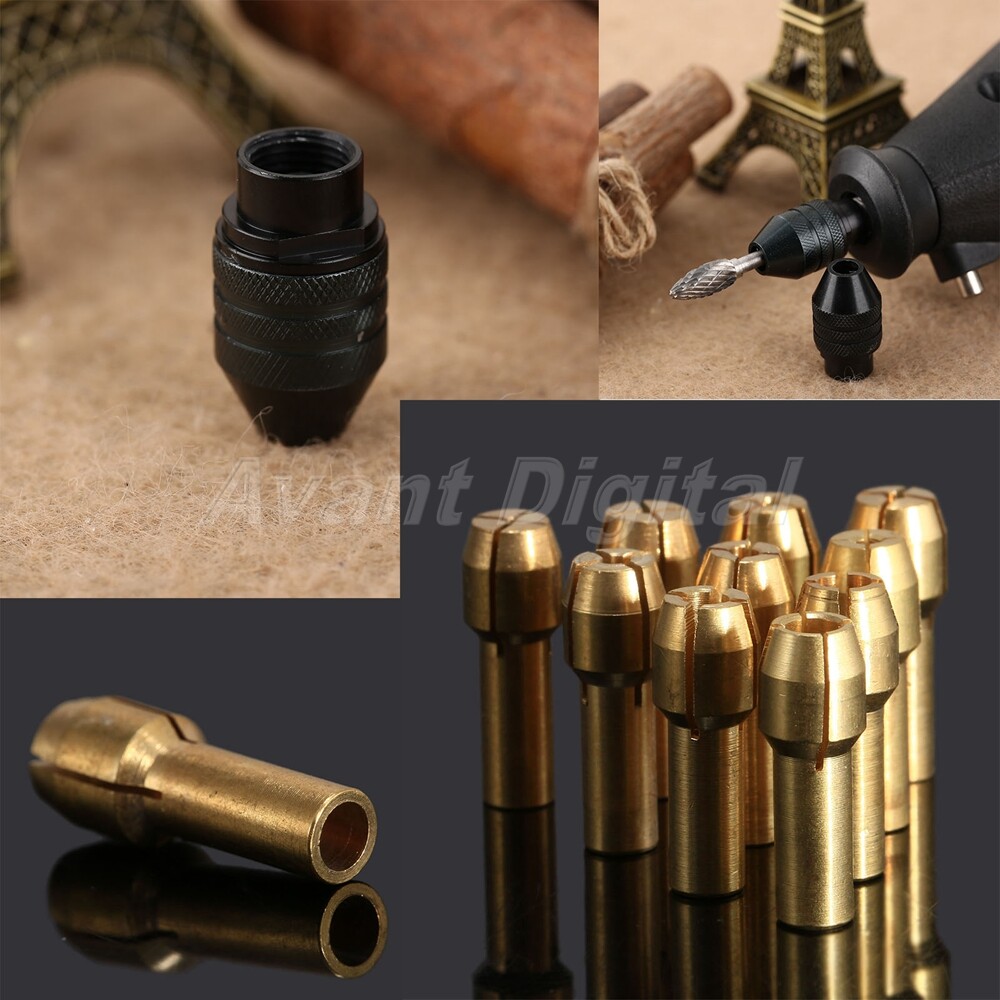 Long Tail Keyless Drill Chuck &0.5mm-3.2mm Brass Collets Bits Tool 4.3mm Shank