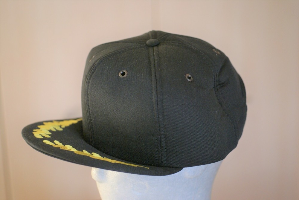 Generic naval or military captain black baseball cap, "scrambled egg" peak