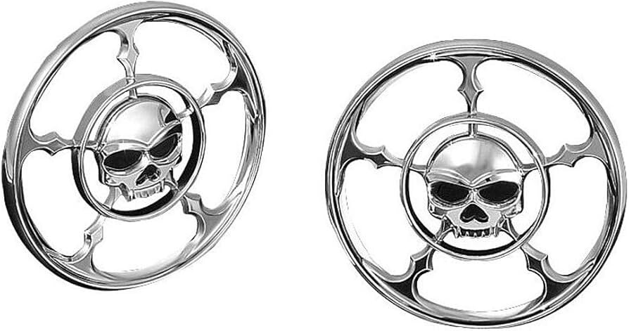 Kuryakyn - 3787 Zombie Speaker Grills, Skull, Chrome, Pair