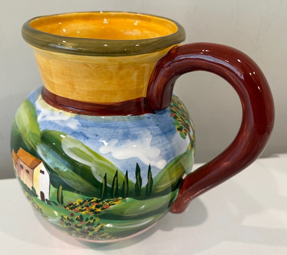 Provincial Ceramic Pottery Farmhouse Pitcher Jug