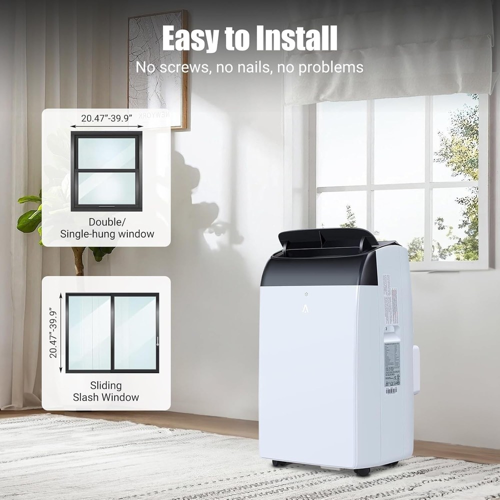 14000 BTU Portable AC Windowless, Cools 750 Sq Ft, Quiet & Includes Remote & Kit