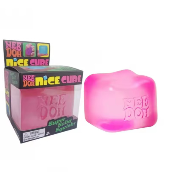 Nee Doh Nice Cubes Ice Cube Toy Fidget Super Solid Squish Blue