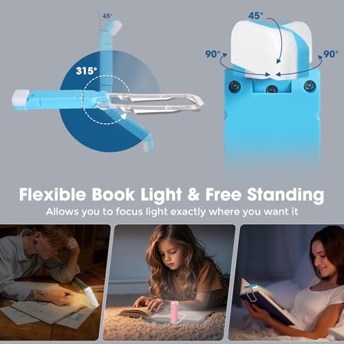 12 Pack Reading Light,Rechargeable Book Light for Reading in Bed,Clip-On Blue