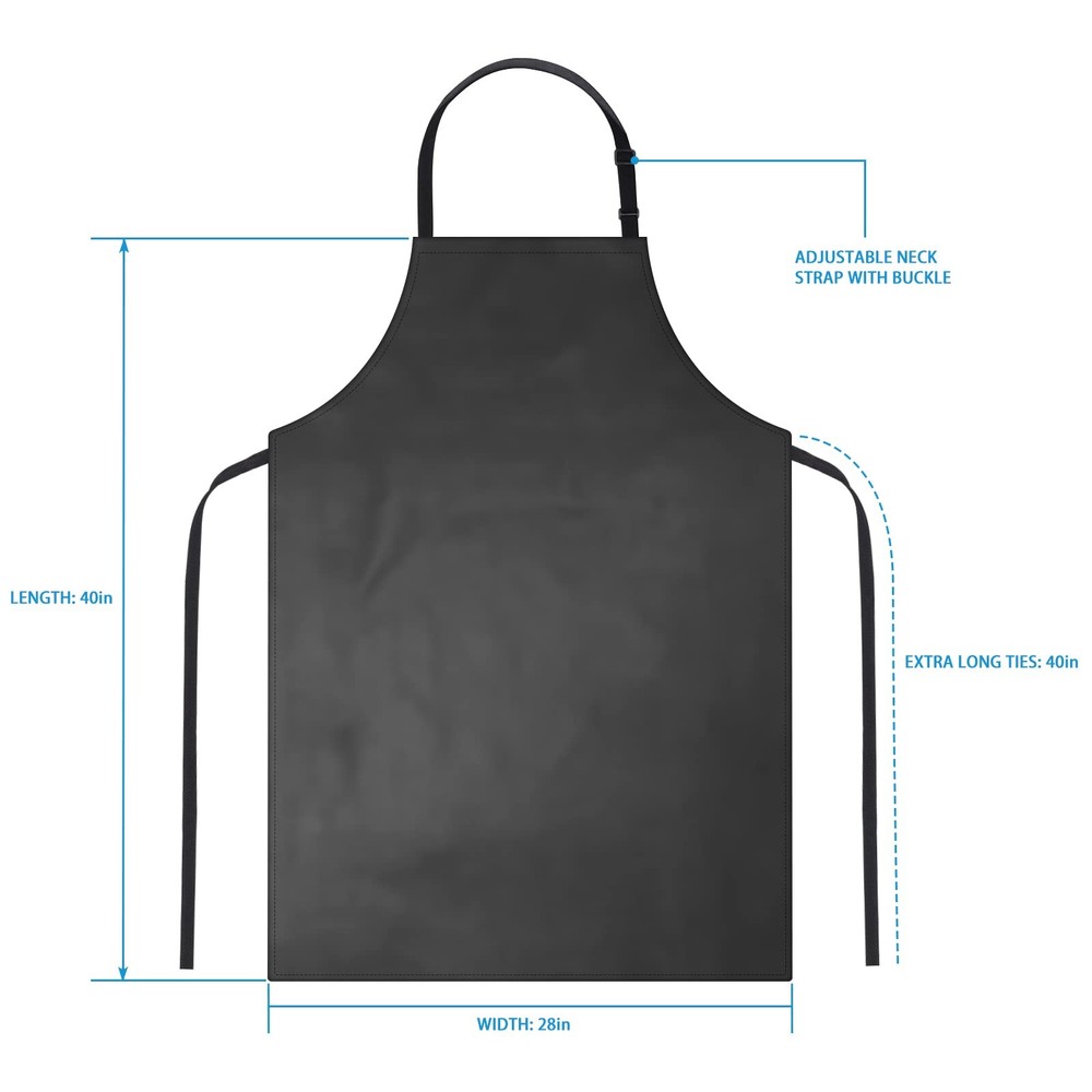 2 Pack Waterproof Rubber Vinyl Apron 40 Inch Chef Aprons for 2 Pack, Black