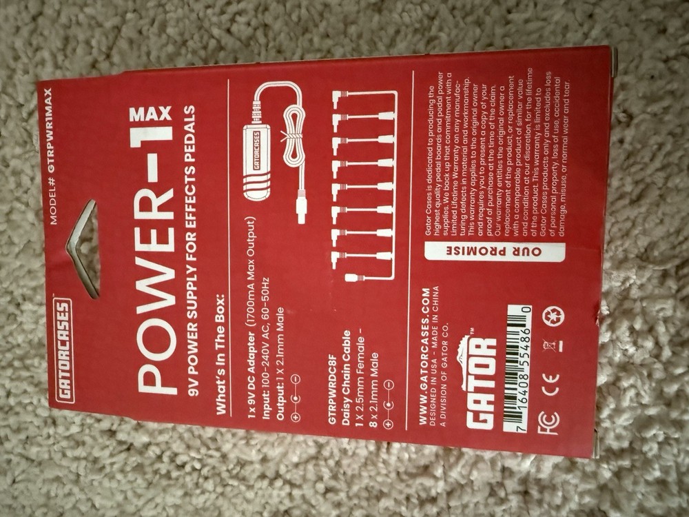 Gatorcases Power-1 Max 9V Power Supply For Effect Pedals