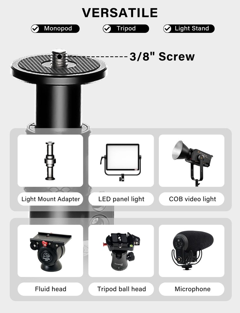 A400 Round Base Monopod Stand, 79'' Studio Light Stand with Flat Base, Alumin...