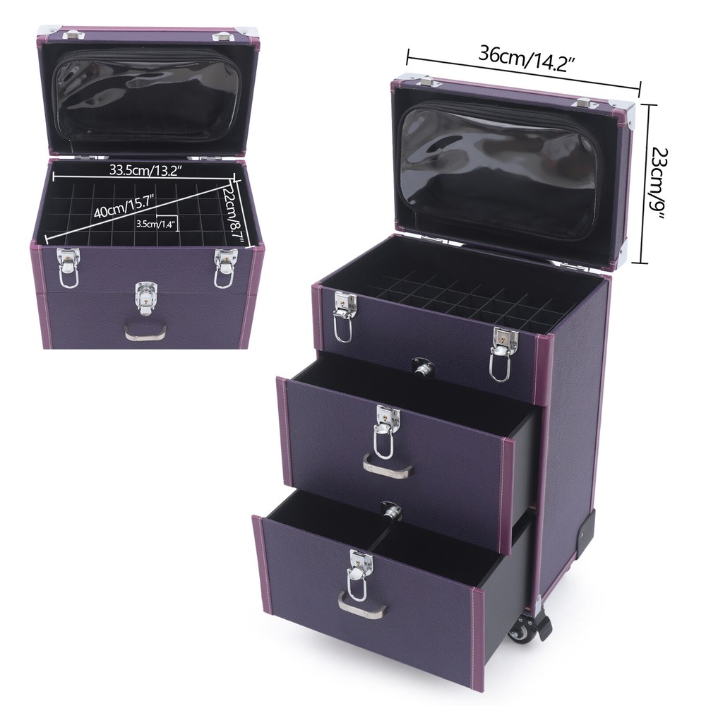 Large Rolling Cosmetic Case Makeup Trolley Rolling Makeup Case Waterproof