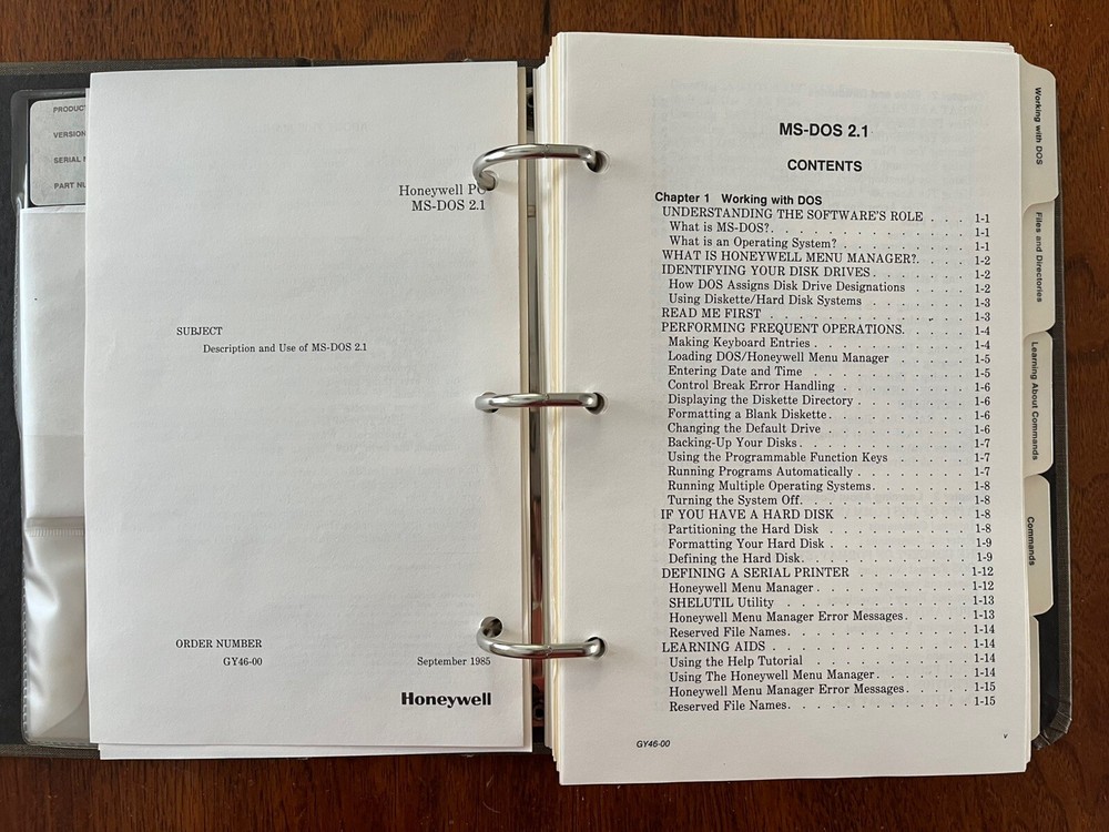 Honeywell PC MS-DOS 2.1 and GW-BASIC Manuals 1985