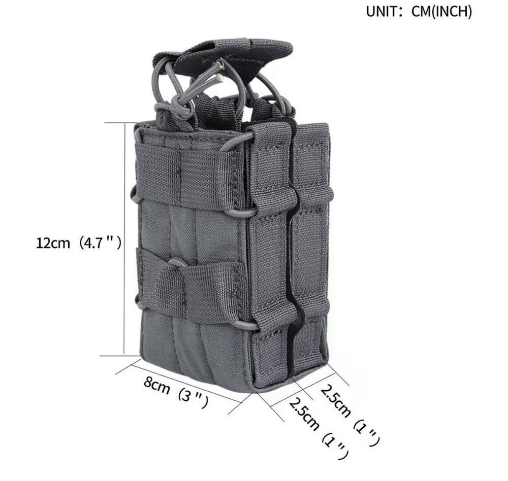 Tactical Molle Single Double Magazine Pouch Grey