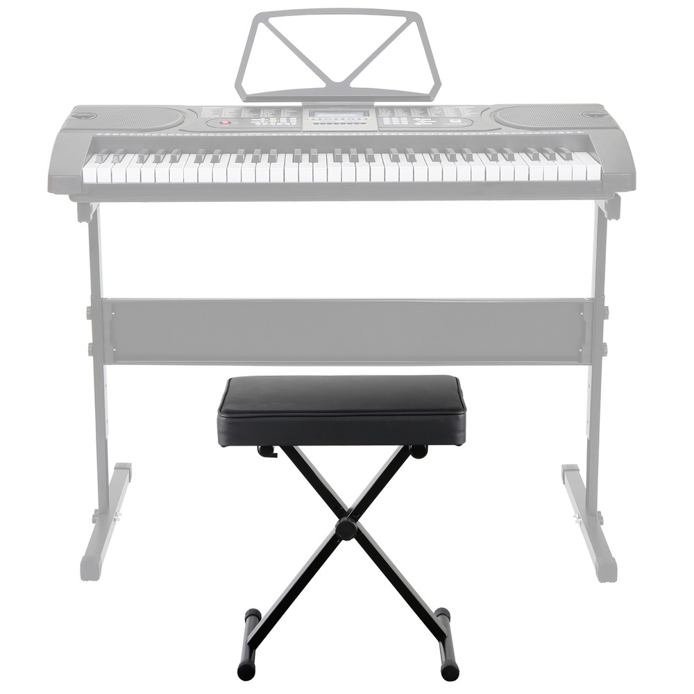 Adjustable Padded Keyboard Bench X-Style Folding Stool Piano Bench Black