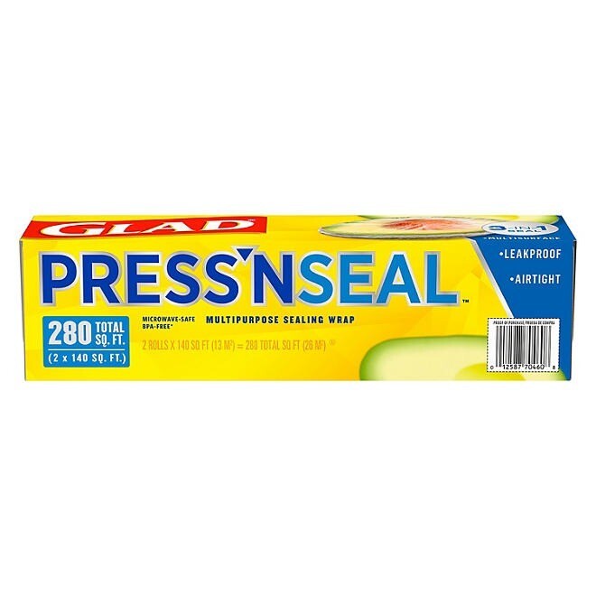 Glad Press'n Seal Plastic Wrap, 140 sq. ft. per Roll (2 Rolls Total)