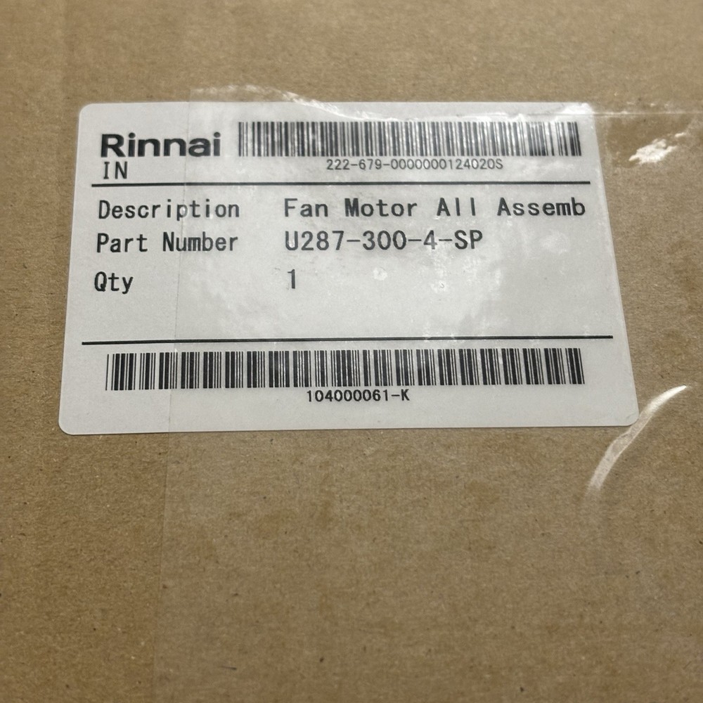 Rinnai Fan Motor 104000061-K - Genuine OEM Replacement Part (Open Box)