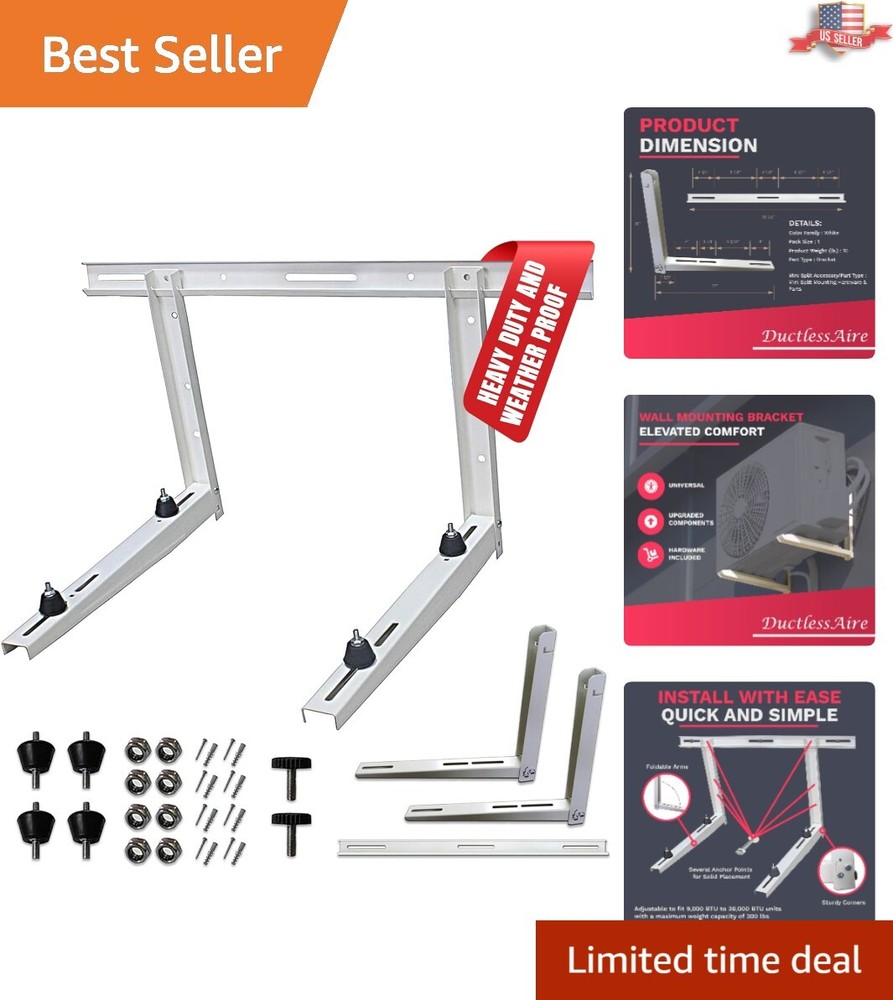 Universal Ductless Mini Split Wall Mount Bracket - Durable Steel Construction