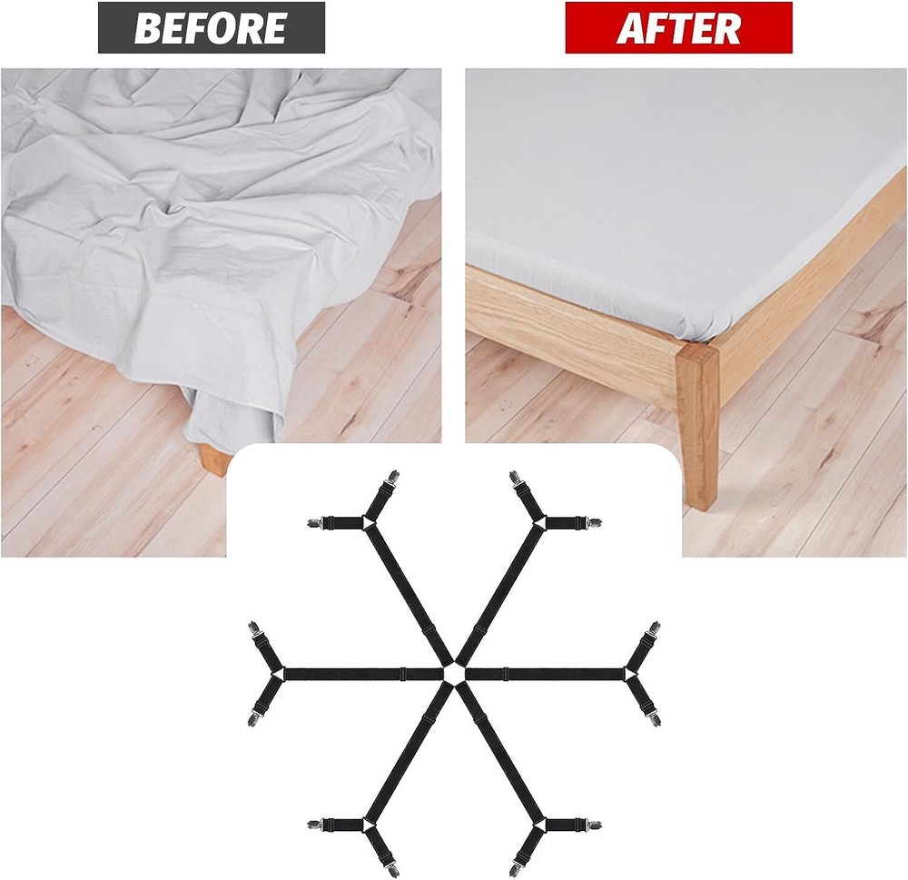 6 Way Bed Sheet Holders Keep Sheets Firm and Tight, bed sheet corner strap clips