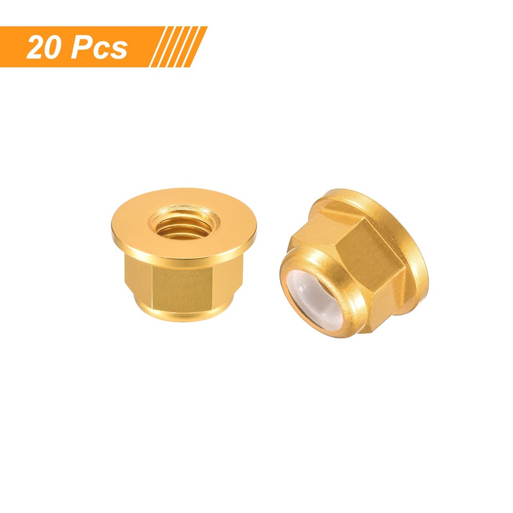 Nylon Insert Hex Lock Nuts, 20pcs - M2.5x0.45mm Self-Locking Nut(Gold)