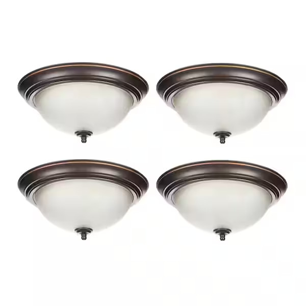 13 In. 2-Light Oil Rubbed Bronze Flush Mount (4-Pack)