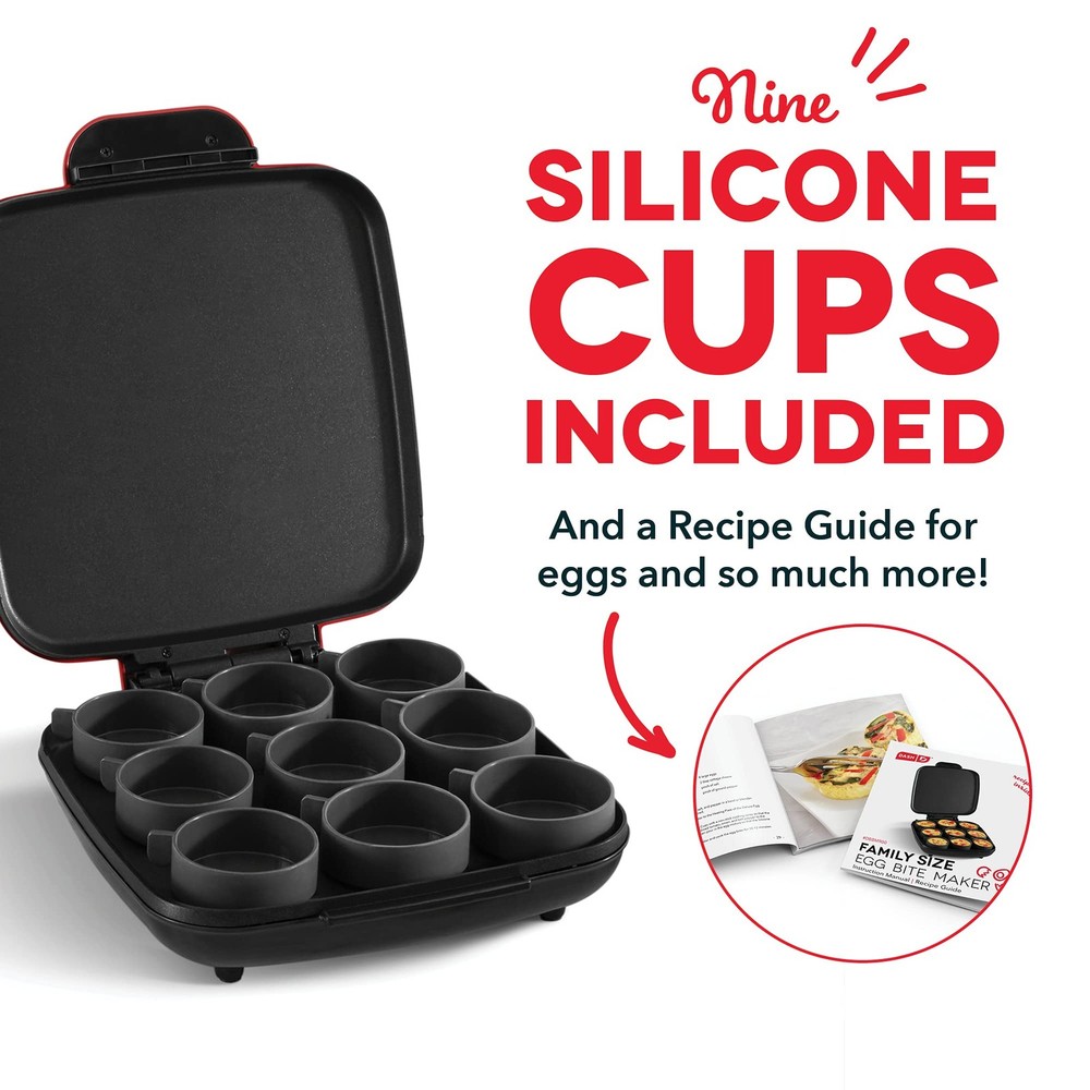 Dash Family Size Egg Bite Maker - Electric 9 Bites, Red
