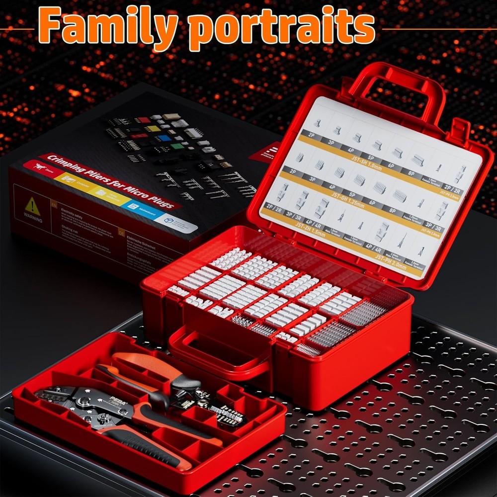 Compact JST Connector Crimping Kit - 30 Types, High Precision with Wire Stripper