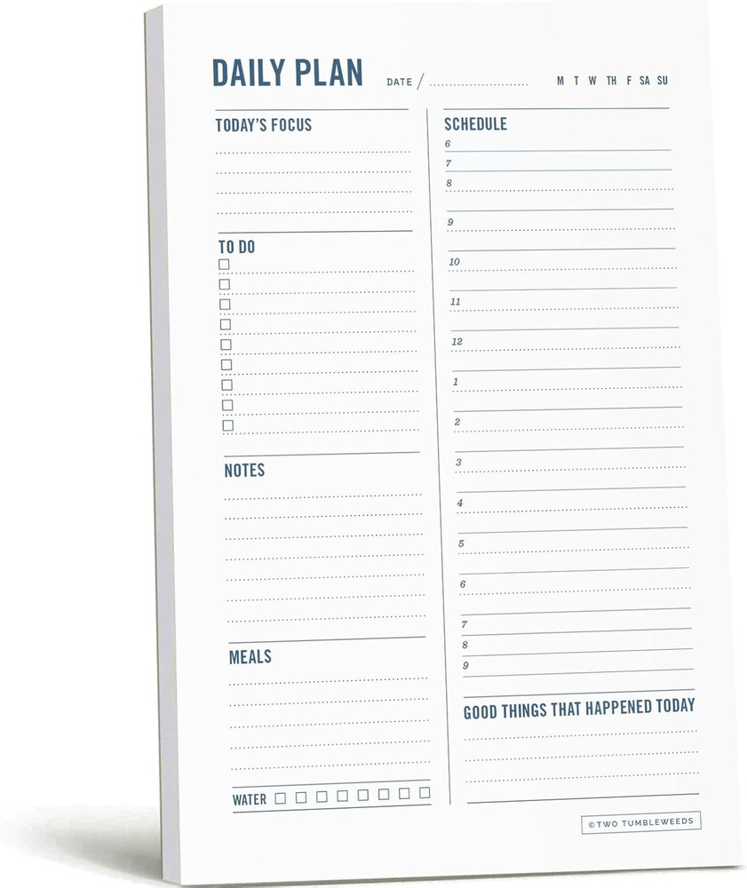 Daily Planner Notepad with Hourly Schedule - ADHD Planner, Time Block Planning P